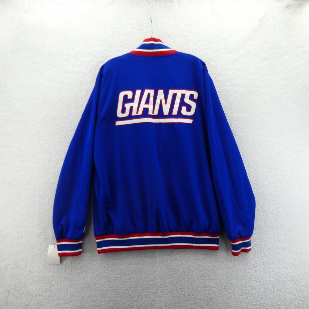 Starter Jacket Mens Large New York Giants Blue Snap Front Varsity Mesh Polyester - Picture 7 of 10